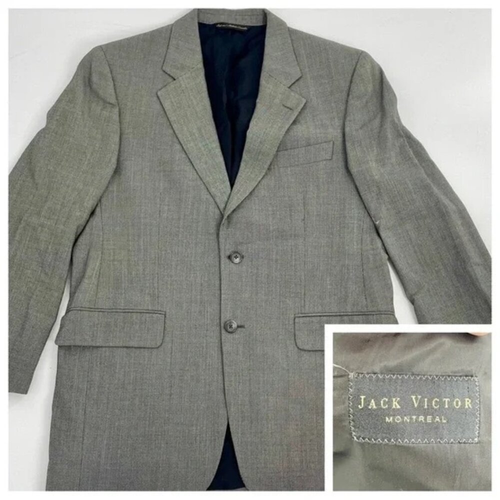 Jack Victor 100% Wool Blazer 40R Loreto CT Black and White 2 Button Super 110'S - Picture 2 of 5